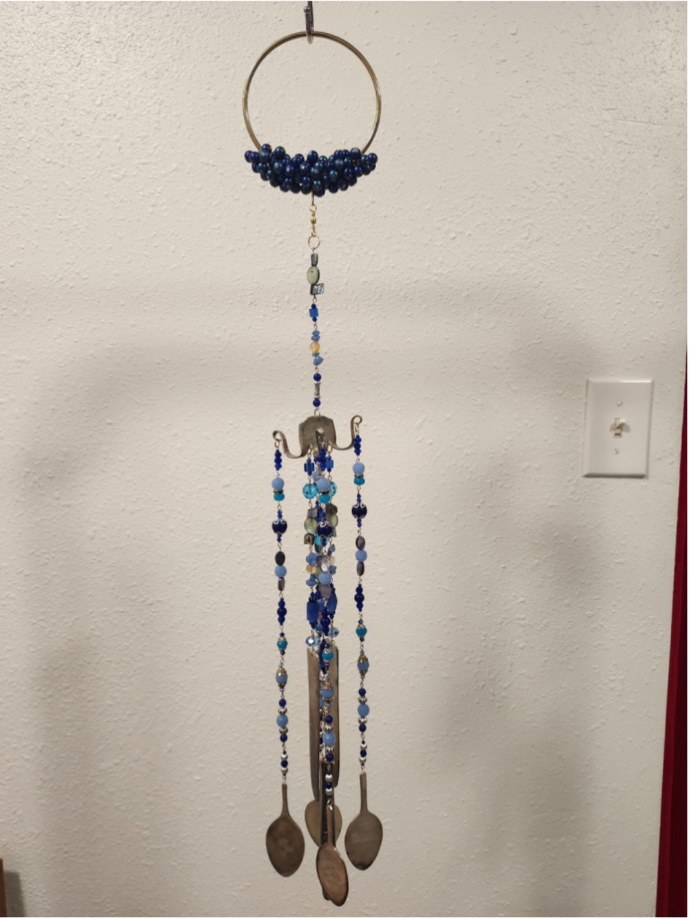 Very Blue Beautiful Handmade Beaded Wind Chime Outdoor Home Decor Great Gift